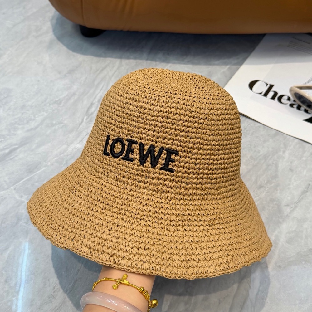 LOEWE Embroidered Logo Straw Bucket Hat / Sun Hat